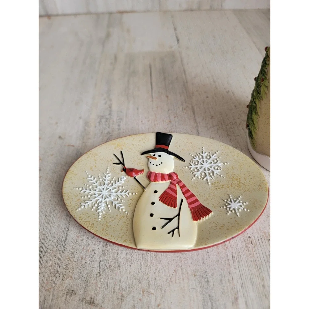 xmas bathroom‎ set snowman soap dish toothbrush cup Xmas home decor